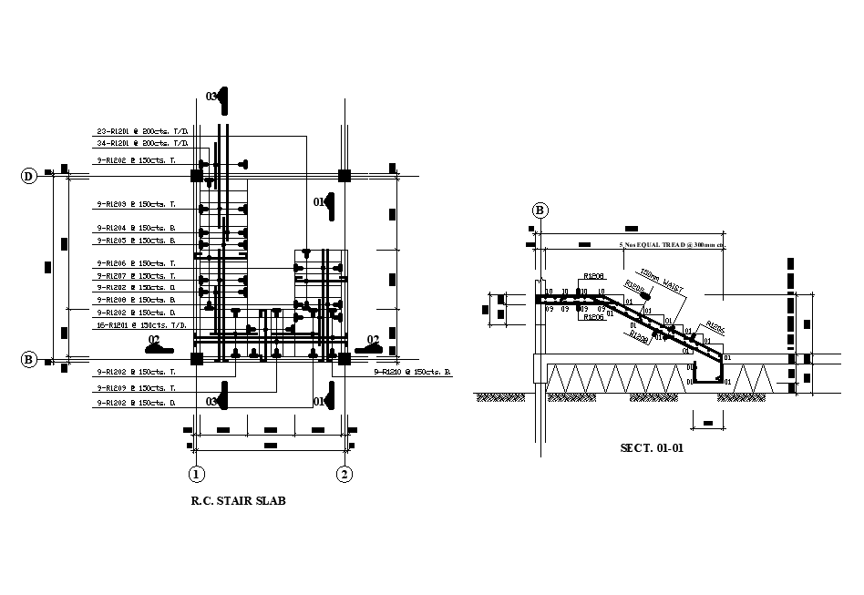 RC stair slab of 14x19m work shop building is given in this Autocad ...