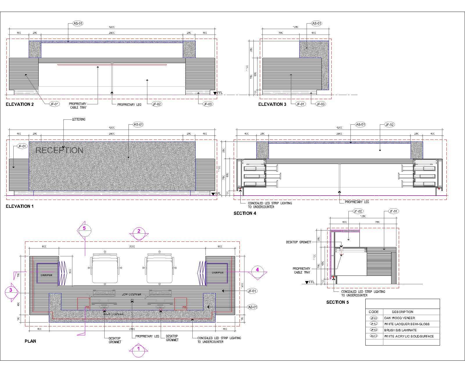 Pre Area Reception Desk Plan Elevation Sections And T - vrogue.co
