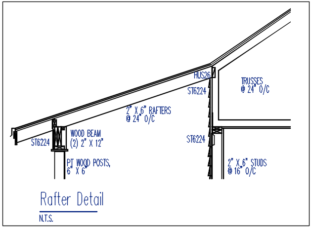 Rafter detail dwg file - Cadbull