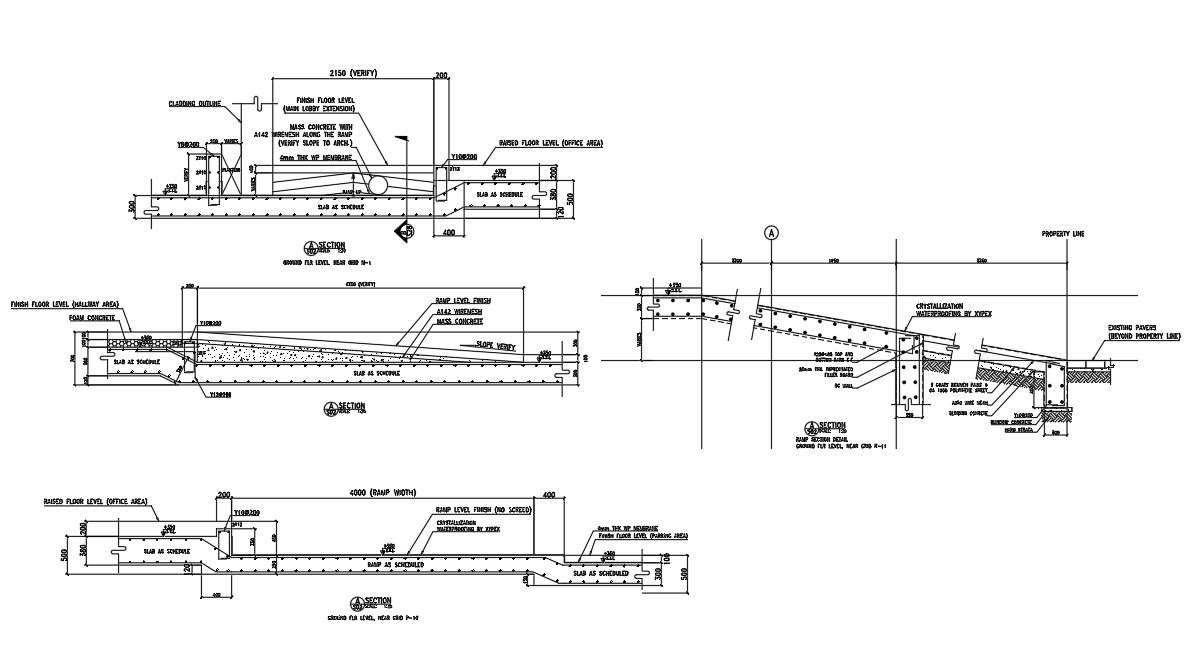 Ramp section details are given in this AutoCAD DWG drawing.Download the