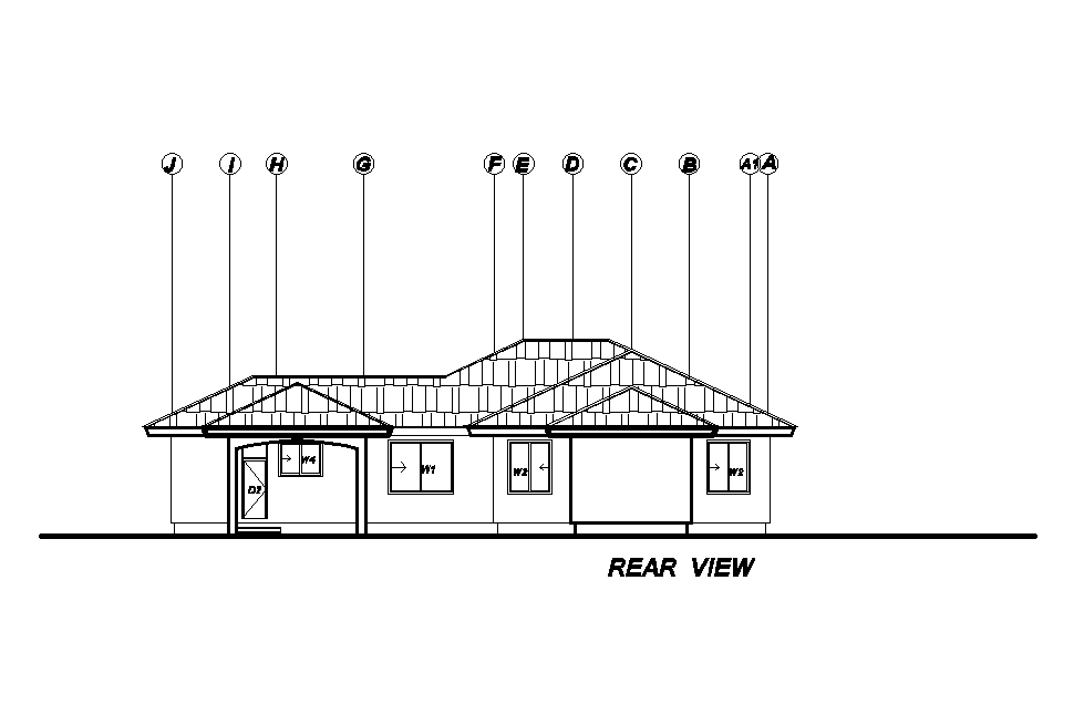 Rear Elevation View Of 20x19m House Plan Is Given In This Autocad Drawing File Download Now