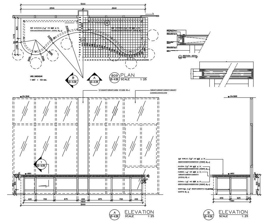 Reception Table Plan And Elevation AutoCAD Drawing - Cadbull