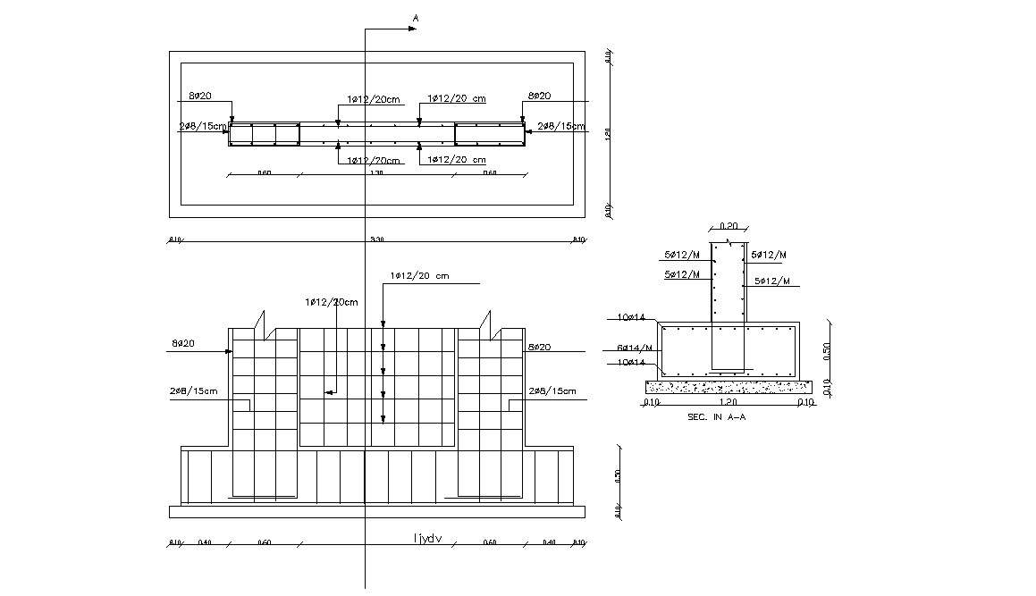 Rectangular Combined Footing Design AutoCAD Drawing - Cadbull