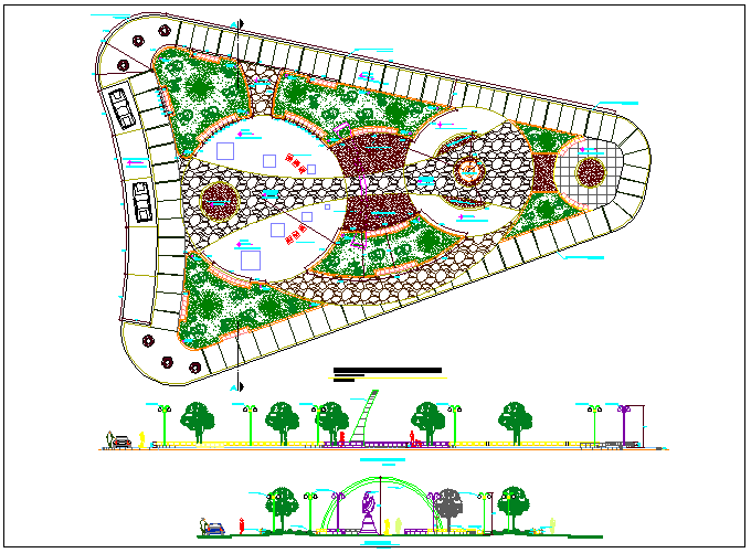 Regional Public Park Elevation And Landscaping Details Dwg File Cadbull 3650