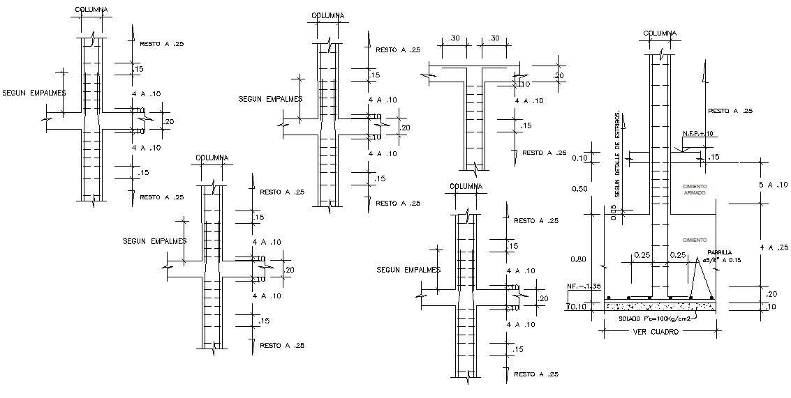 Reinforced Column RCC Structure Design CAD File Cadbull