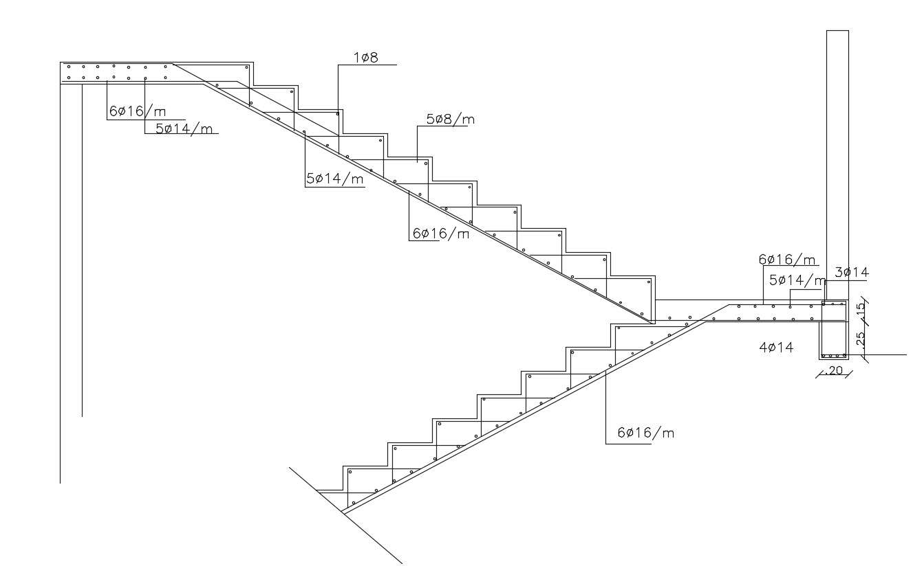 Reinforced Bar Staircase Section Drawing AutoCAD File - Cadbull