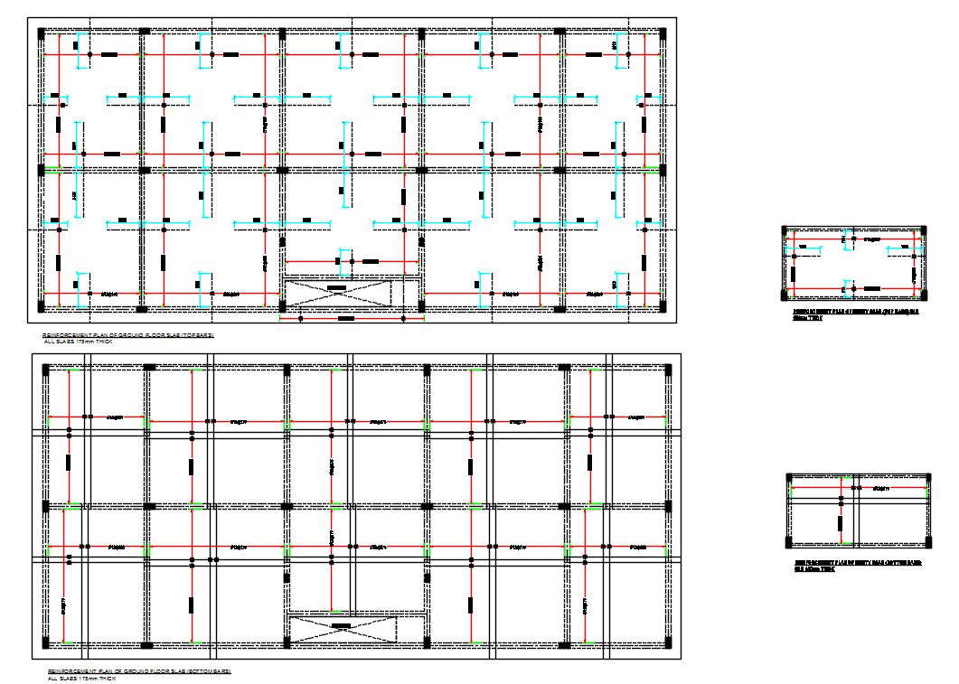 Reinforcement Plan Of Ground Floor Slab Top And Bottom Bars - Cadbull