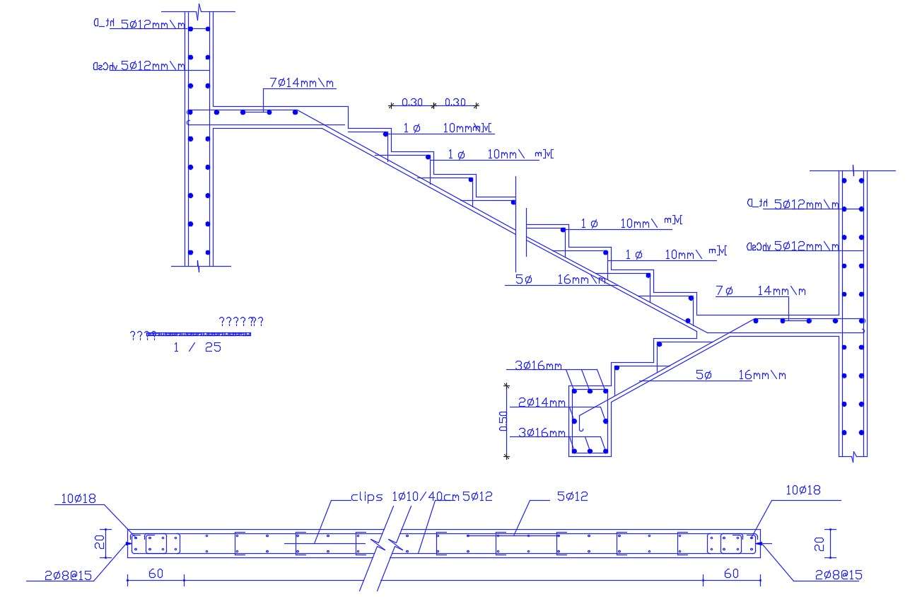 Reinforced Bar Staircase Section Drawing Autocad File Cadbull Images