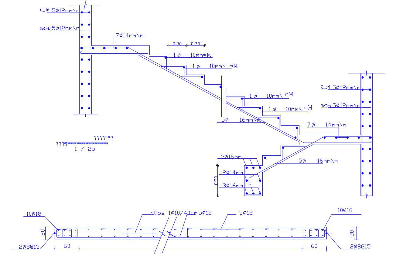 Reinforcement Staircase Cross Section Drawing Free Dwg Download Cadbull ...