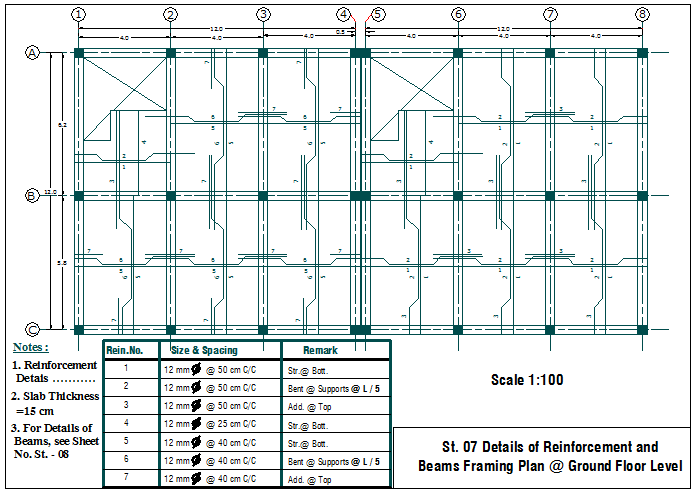 Reinforcement arrangement plan layout of slab detail dwg file - Cadbull