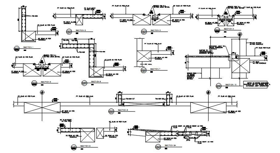 Reinforcement beam section details are given in this 2d AutoCAD DWG ...