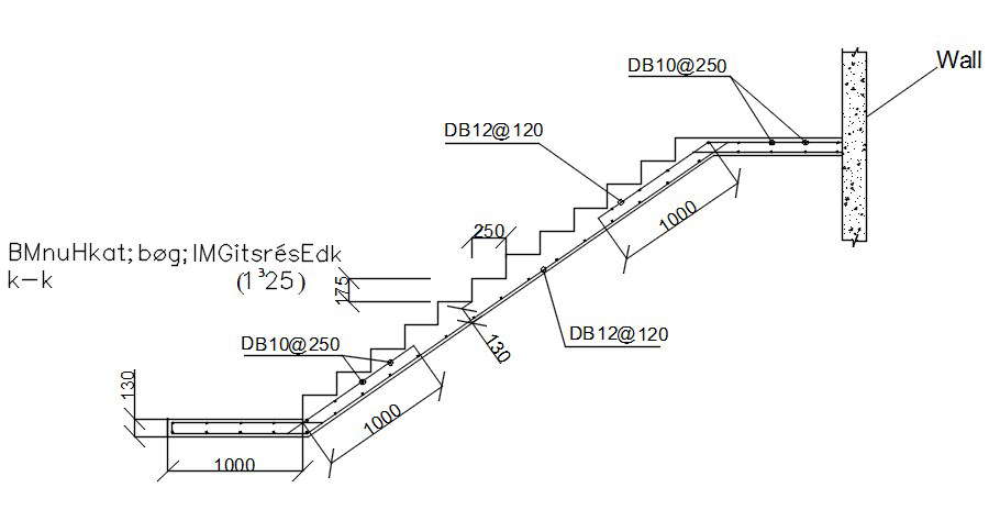 Reinforcement details of staircase in AutoCAD 2D drawing, dwg file, CAD ...