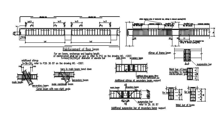 Reinforcement Of Floor Beam Design In Autocad Drawing Dwg File Cad File Cadbull