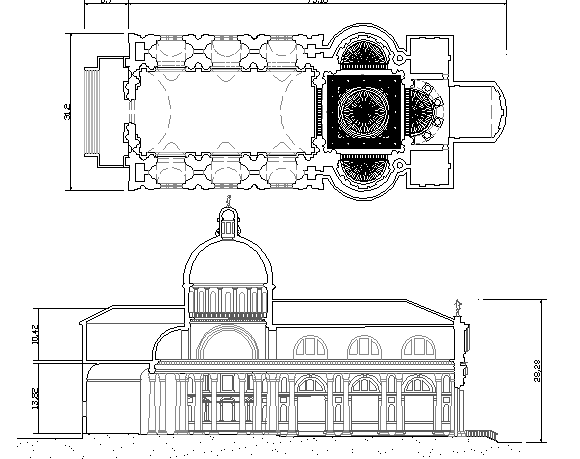 Religious mosque architecture project dwg file - Cadbull