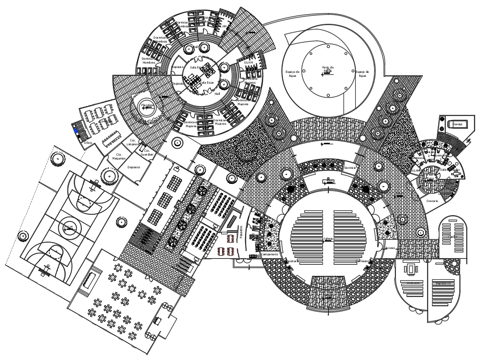 Religious Complex Building Layout Plan Drawing Download DWG File - Cadbull