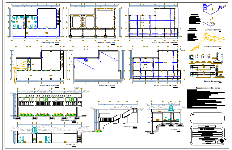 Representation house architecture project dwg file - Cadbull