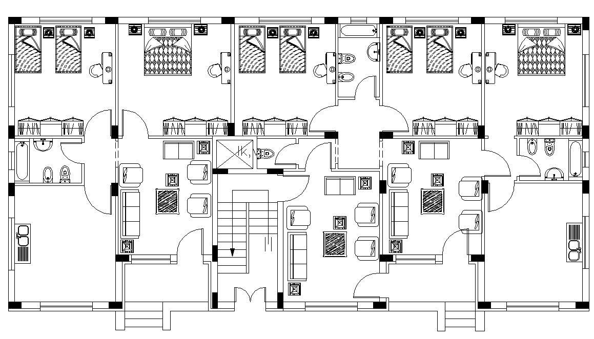 Residence Apartment Furniture Layout Architecture Plan - Cadbull