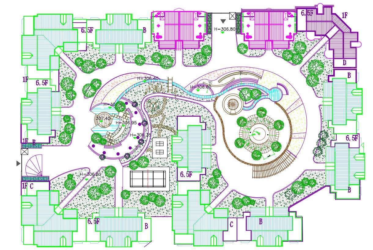 Residence Area Design AutoCAD plan - Cadbull