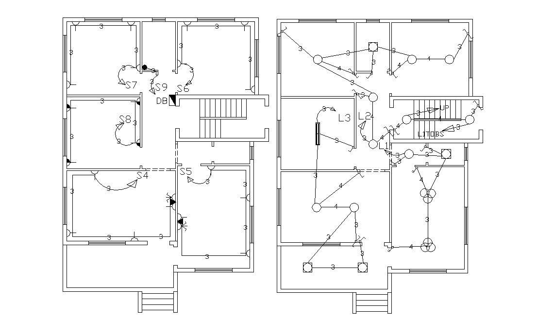 Residence House Electrical Wring Layout Plan Design - Cadbull