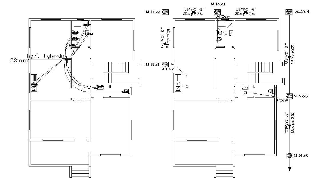 Residence House Plumbing And Sanitary Plan Drwing Cadbull