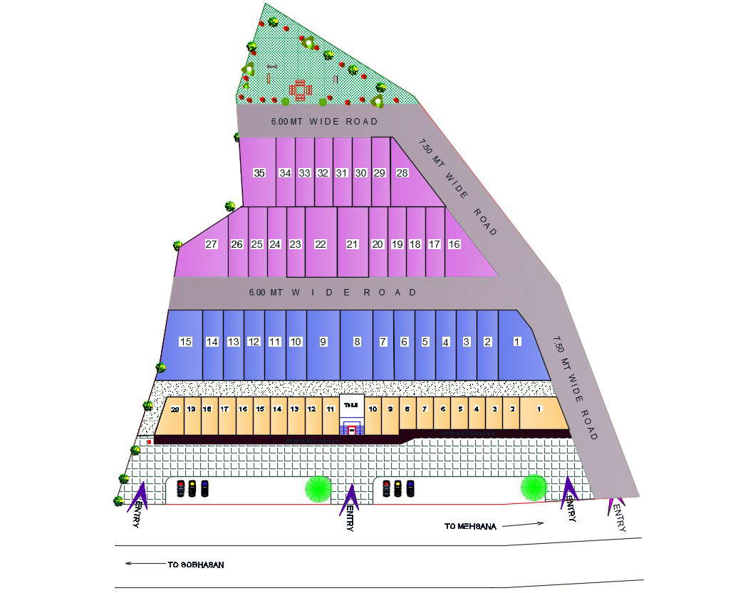 Residence Plot Layout Plan With Landscaping Design AutoCAD File Cadbull