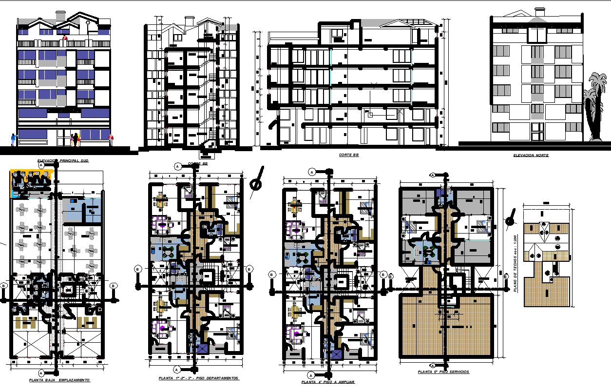 Residence with Ground Floor Restaurant plan dwg file Cadbull