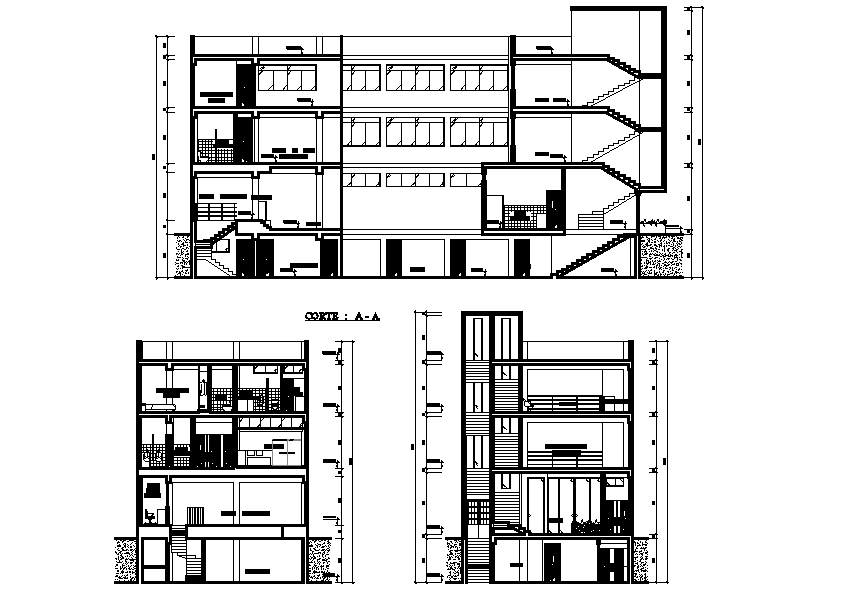 Residence Apartment Building Section Drawing Download DWG FIle - Cadbull