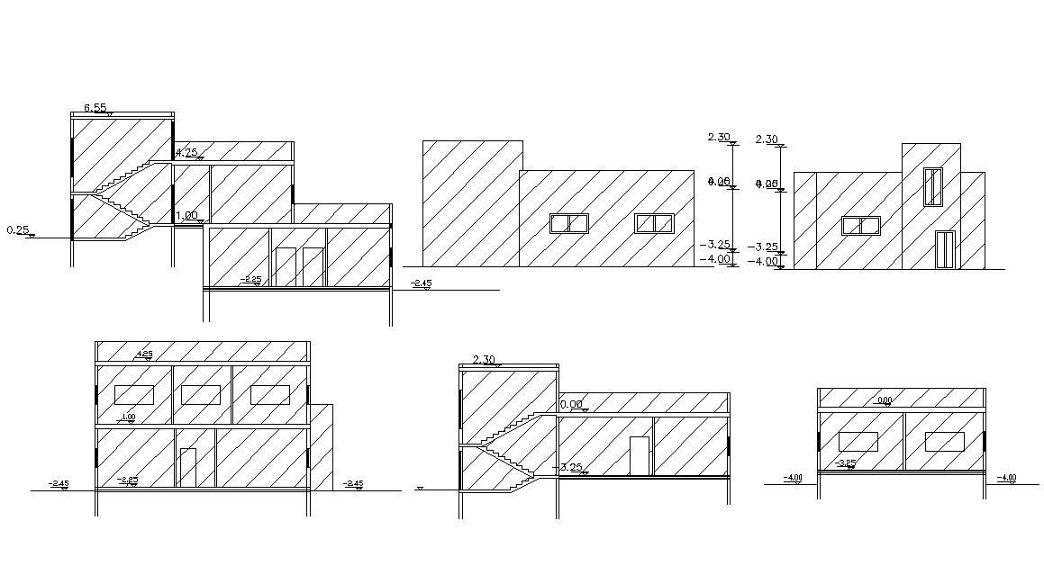 Residence Home Elevation and Section Design CAD File - Cadbull