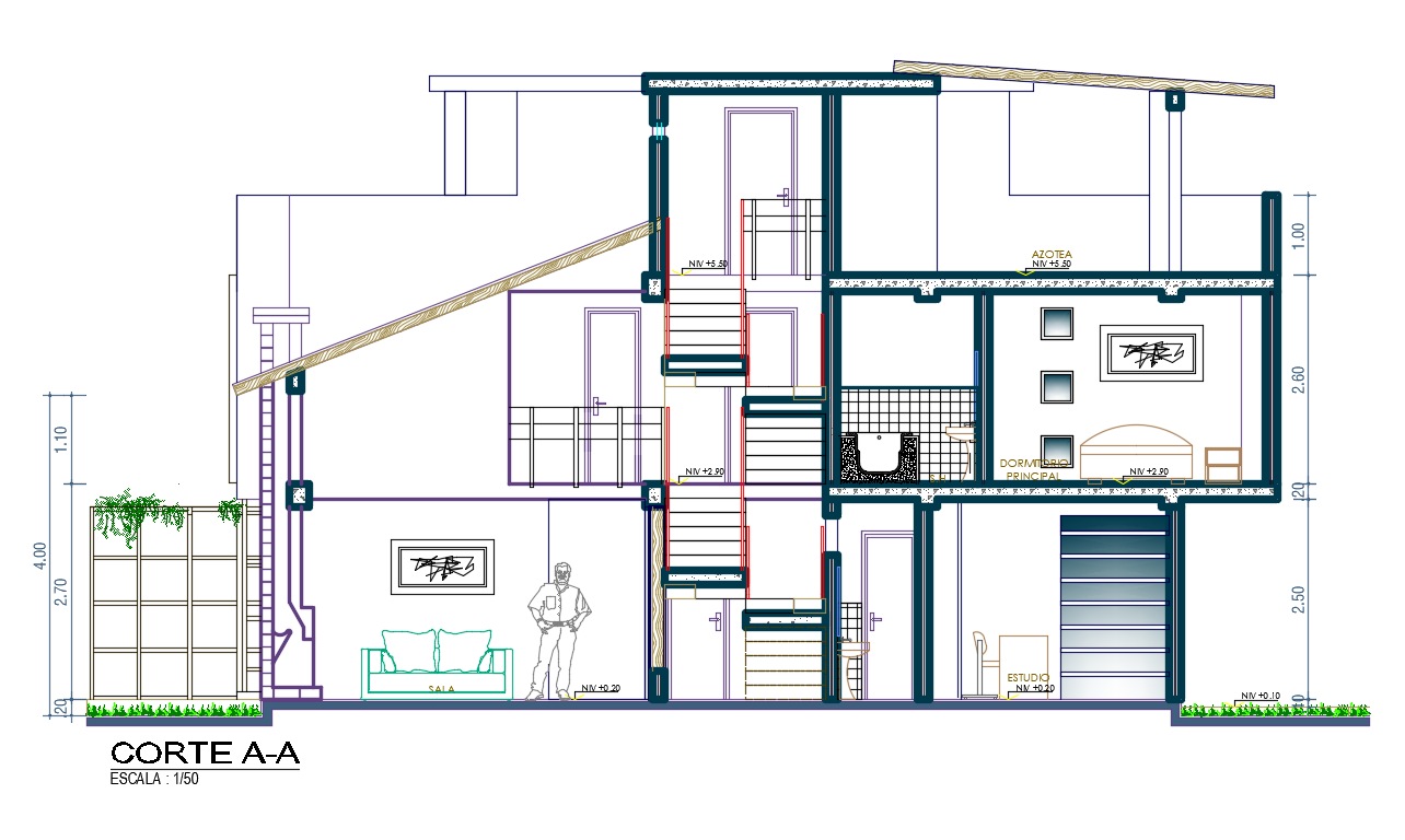 Residence House Cad Section Drawing Dwg File Cadbull Porn Sex Picture