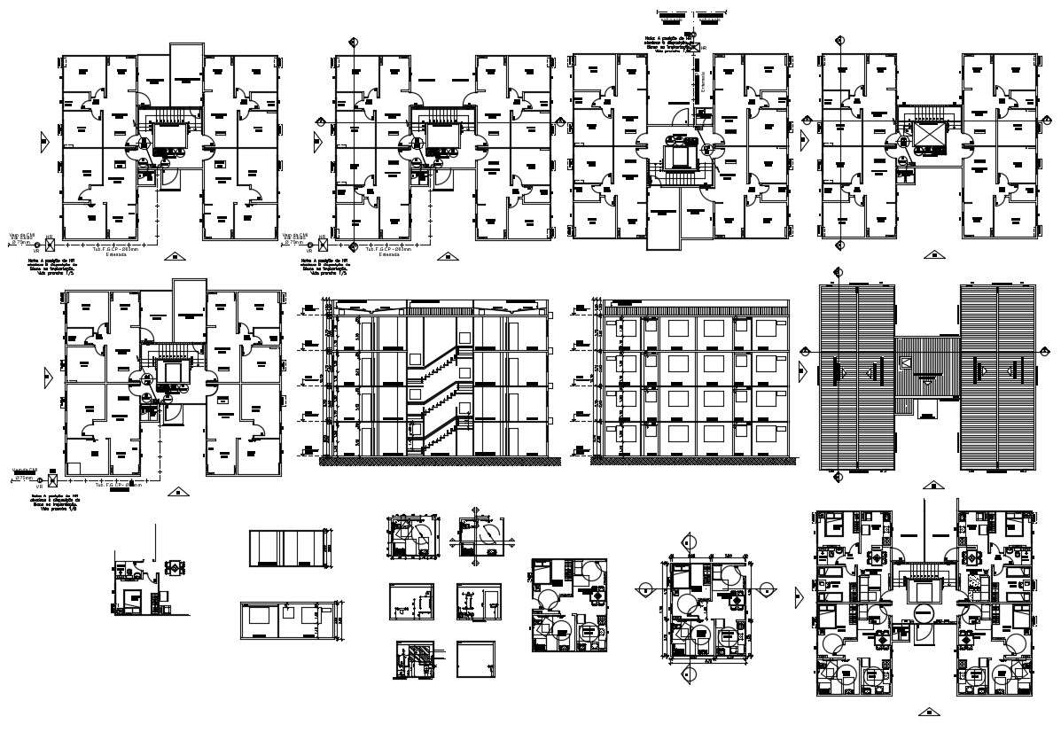 Residential Apartment Design Layout Plan and Sectional View AutoCAD ...