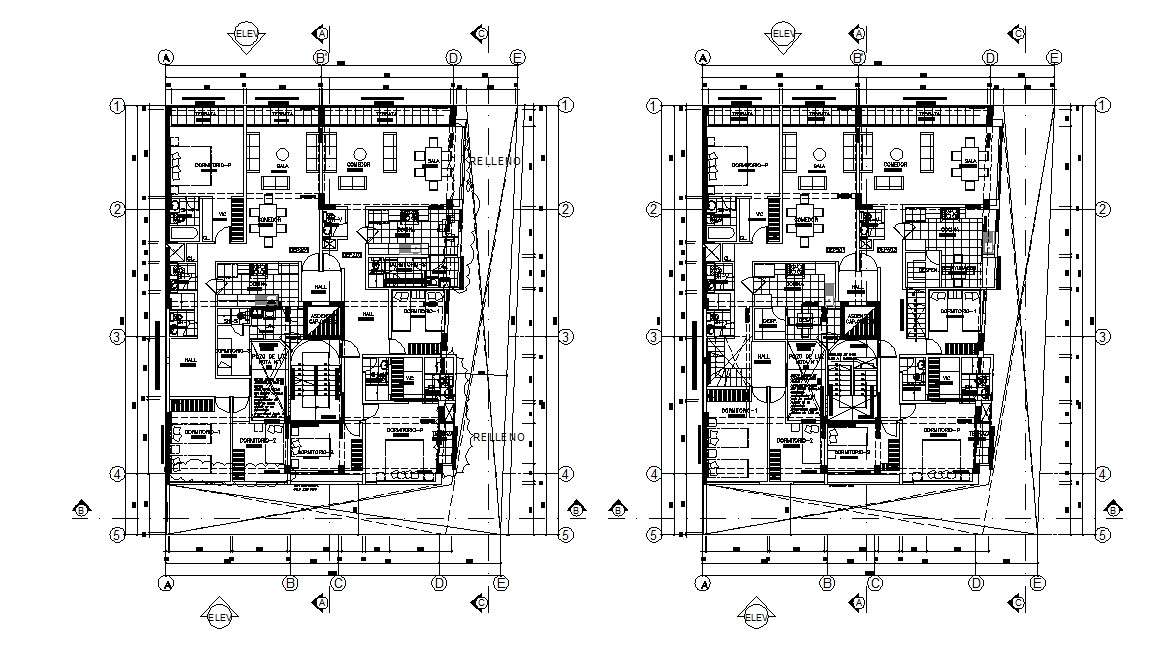 Residential Apartment Furniture Plan Architecture Drawing - Cadbull