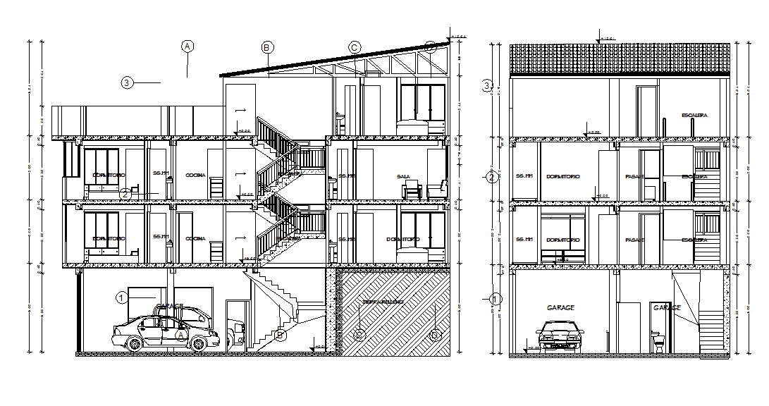 Residential Apartment Section AutoCAD Drawing - Cadbull