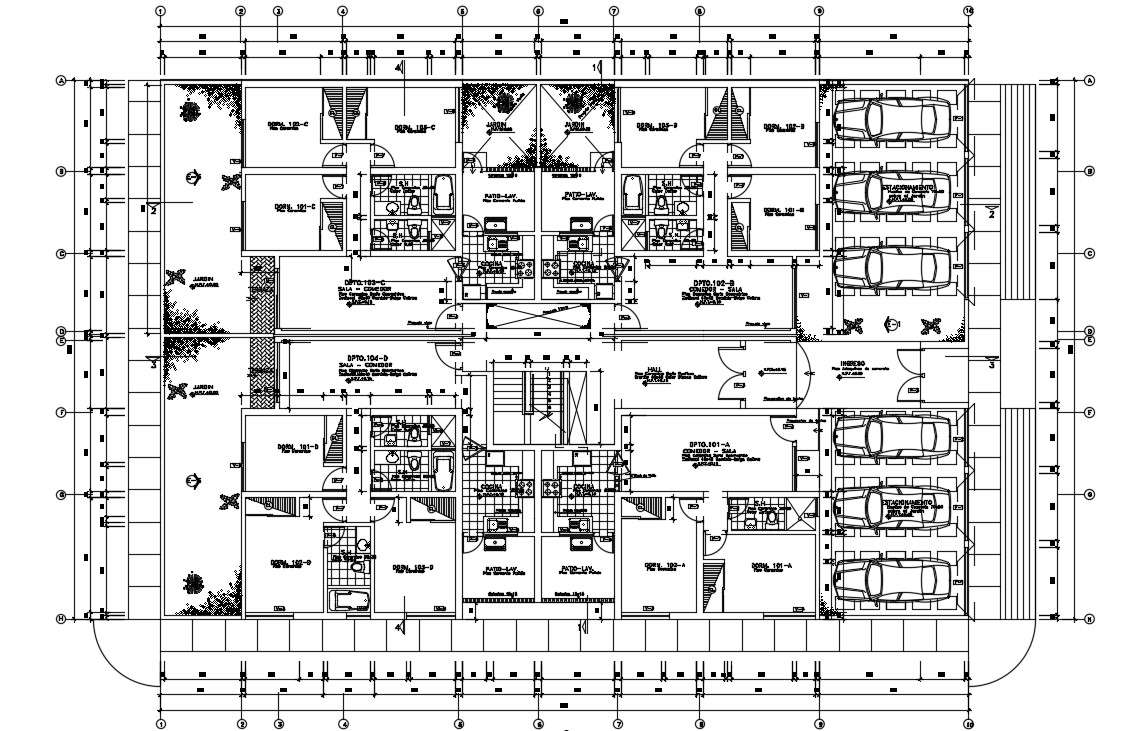 Residential Apartment Working Plan AutoCAD Drawing - Cadbull