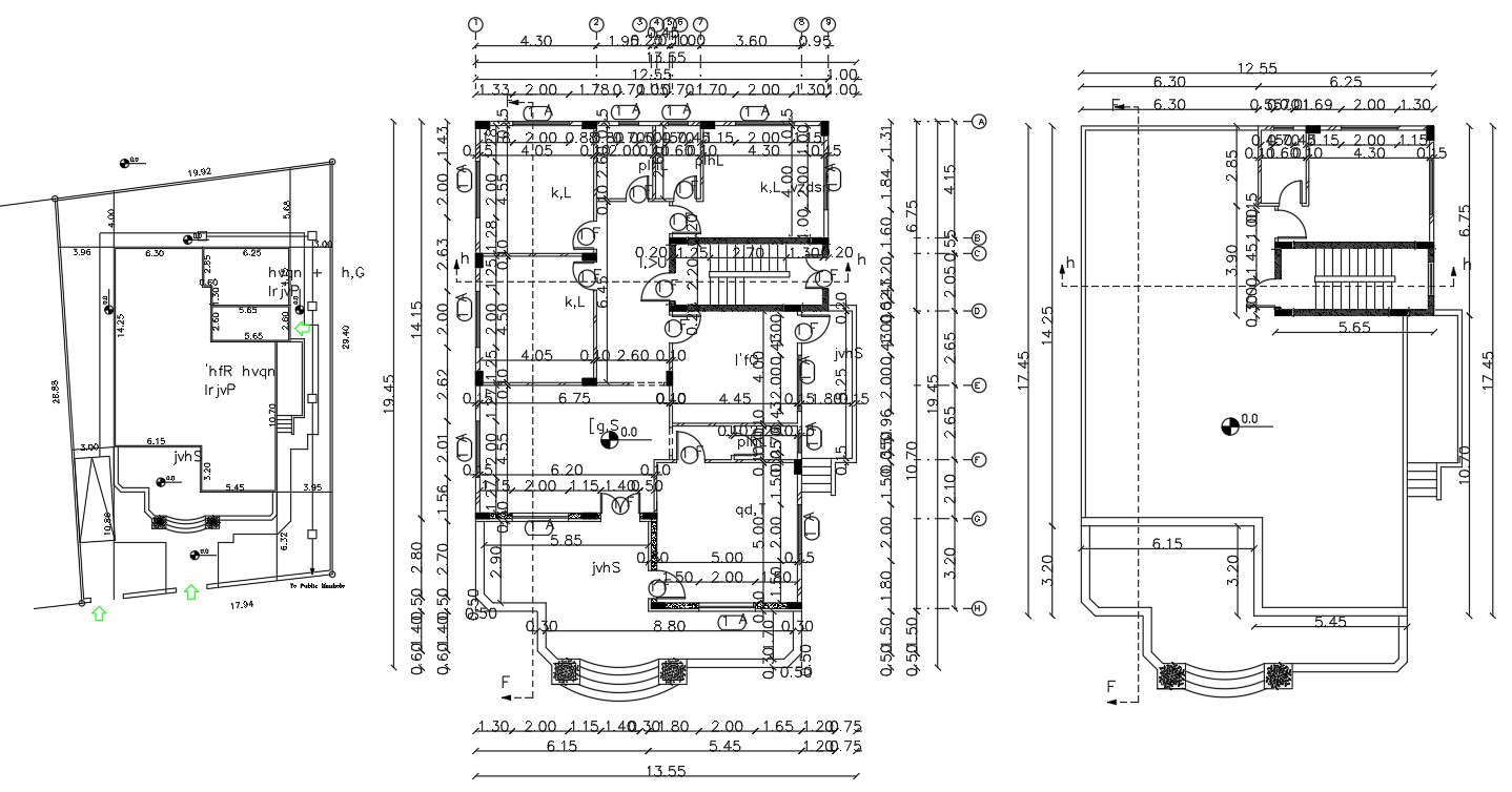 Residential Building Design With Column Layout plan AutoCAD File - Cadbull