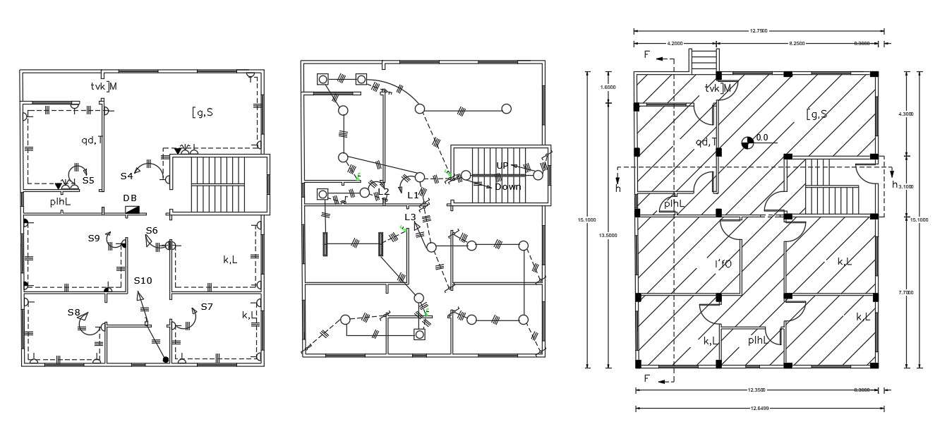 Residential Building Electrical Floor Plan With Working Drawing - Cadbull