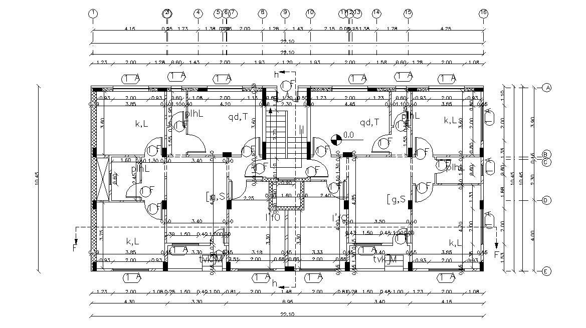 Residential Building Floor Plan With Column Design Cadbull