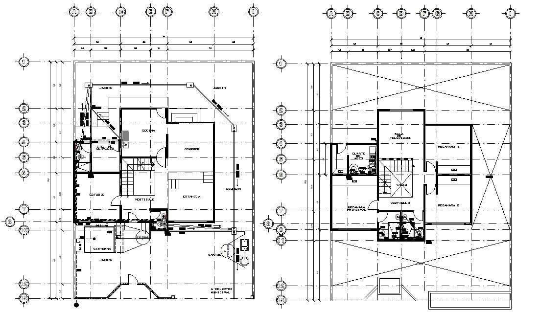 Residential Bungalow Working Plan AutoCAD Drawing Cadbull