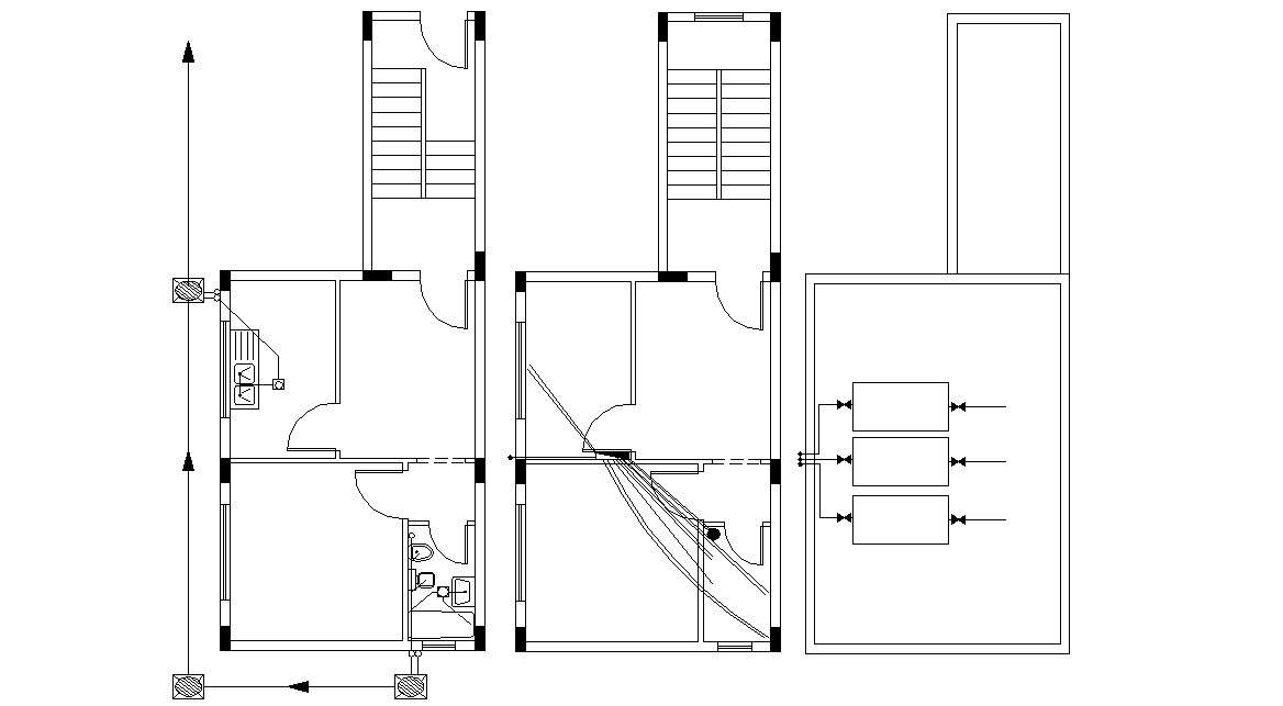 Residential House Floors Plan With Column Design Autocad Drawing Cadbull