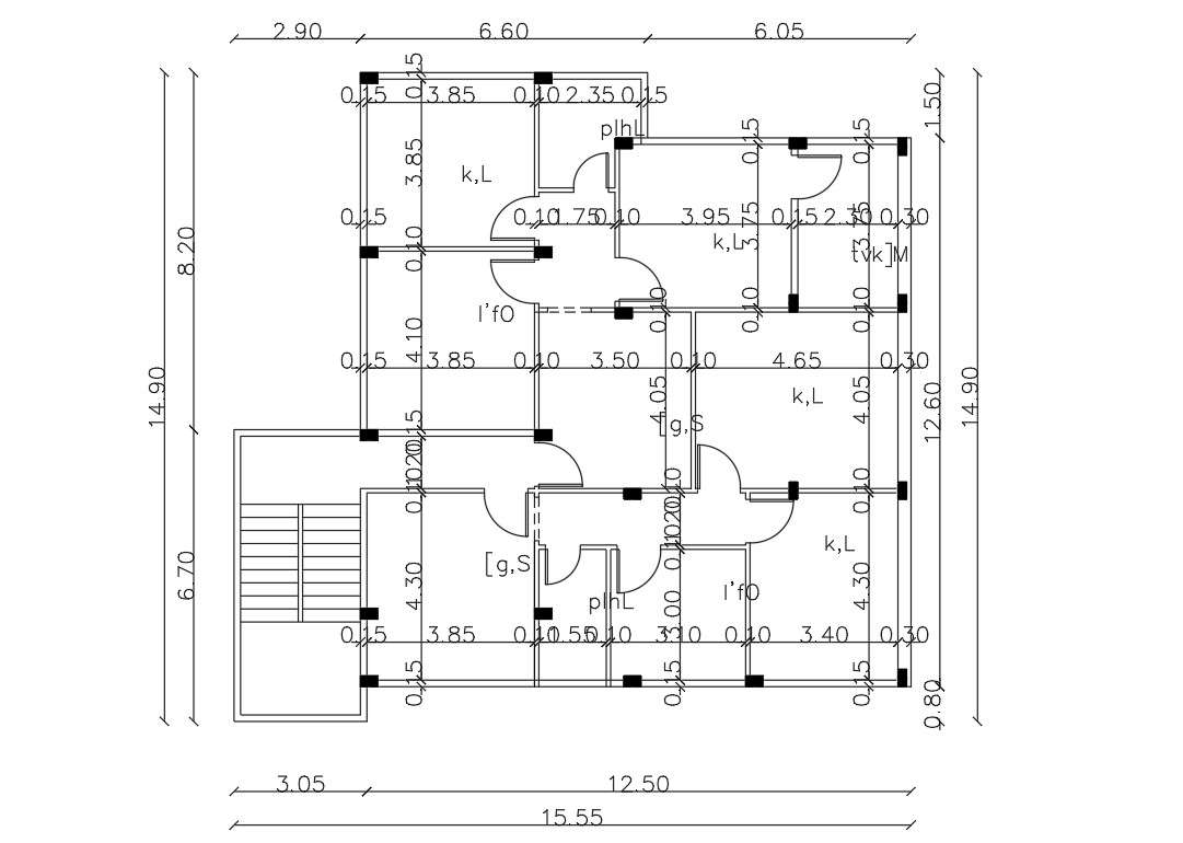 Residential House Working Plan And Column Design Cad Drawing Cadbull