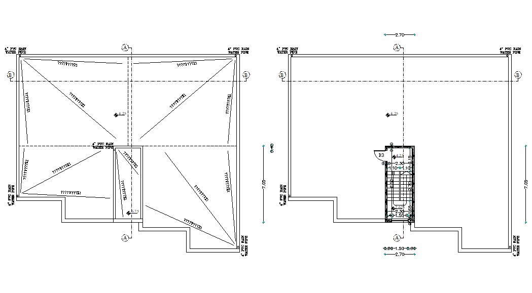 Residential Terrace Floor Plan With RWP Design AutoCAD Drawing Cadbull