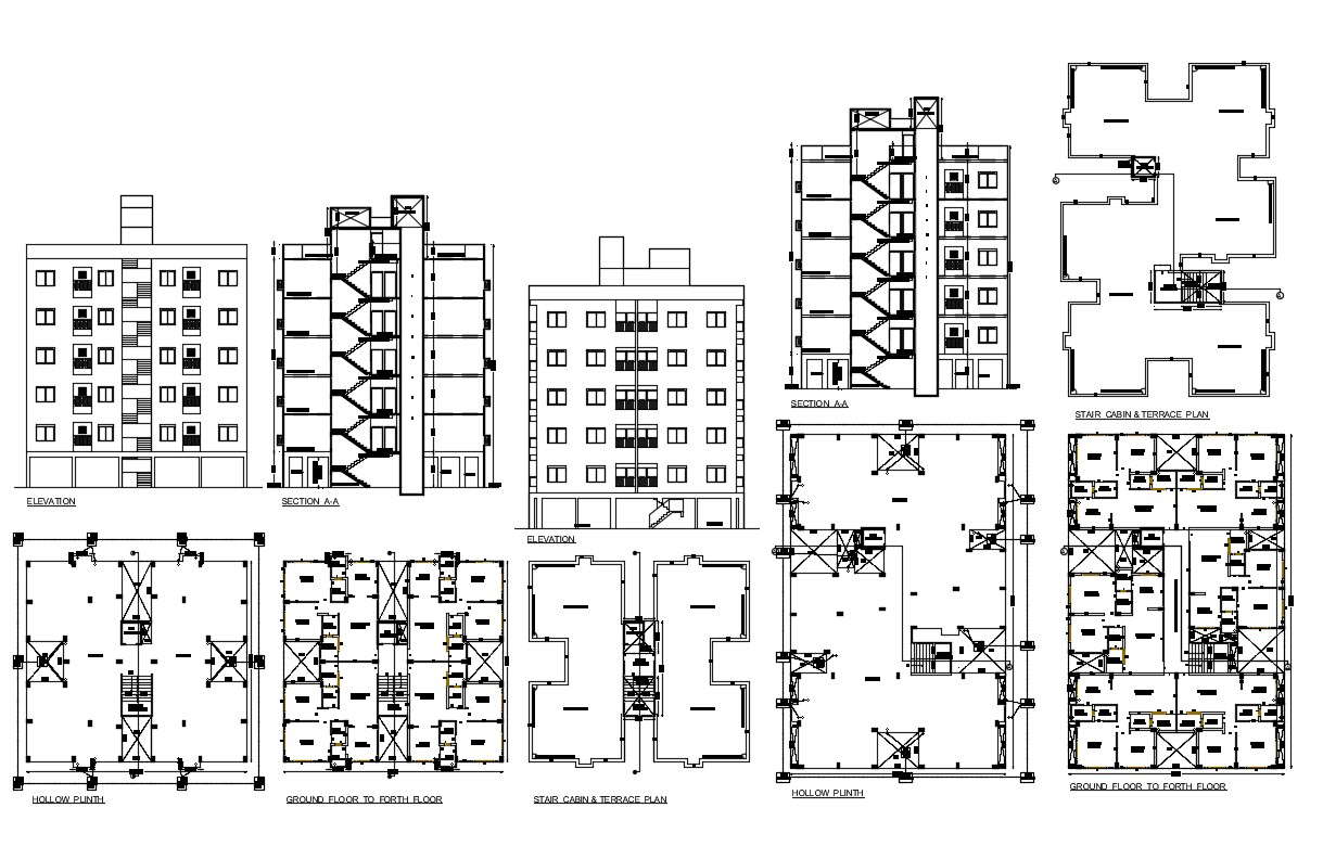 Residential apartment in autocad - Cadbull