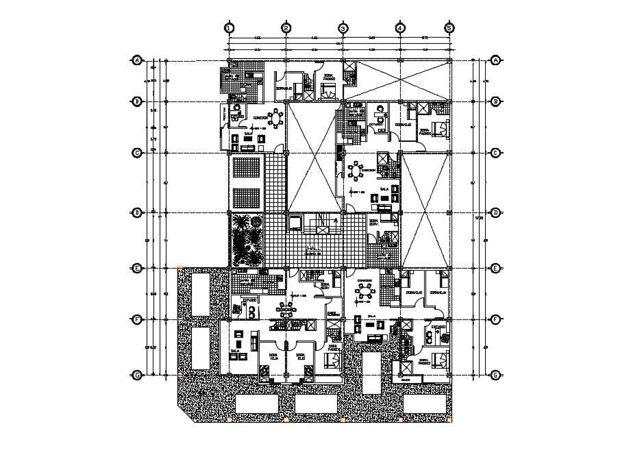 Residential apartment with furniture detail in AutoCAD - Cadbull