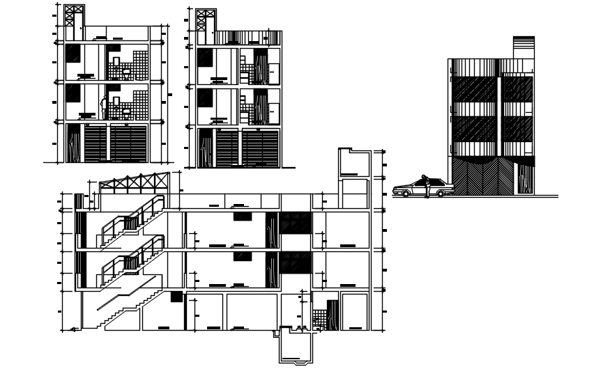 Residential apartment with section and elevation in AutoCAD - Cadbull