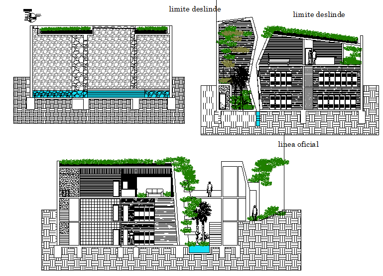 Residential building elevation view dwg file - Cadbull