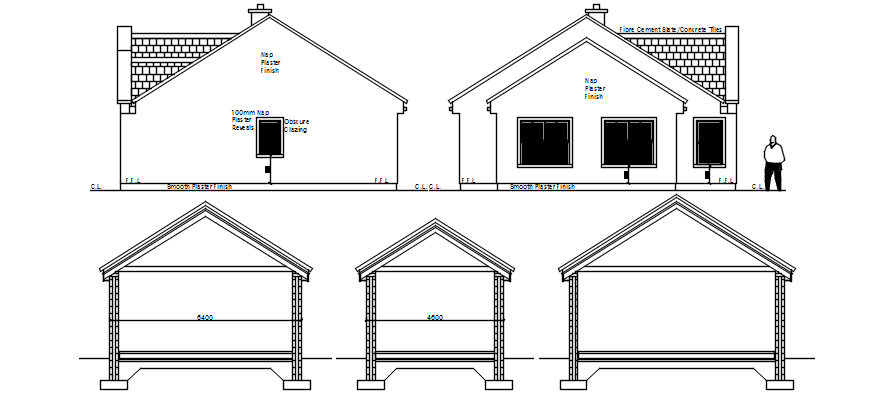 Residential house elevation in autocad - Cadbull