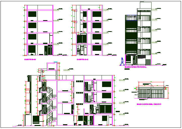 Residential house elevation section plan detail dwg file - Cadbull