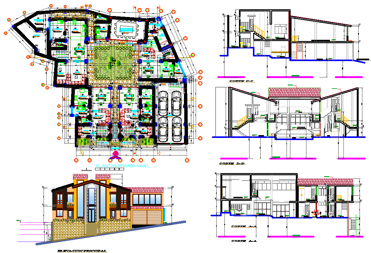 Residential house for multifamily plan detail view dwg file - Cadbull