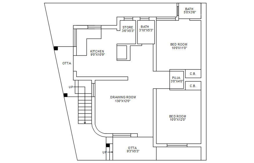 Residential house in AutoCAD - Cadbull