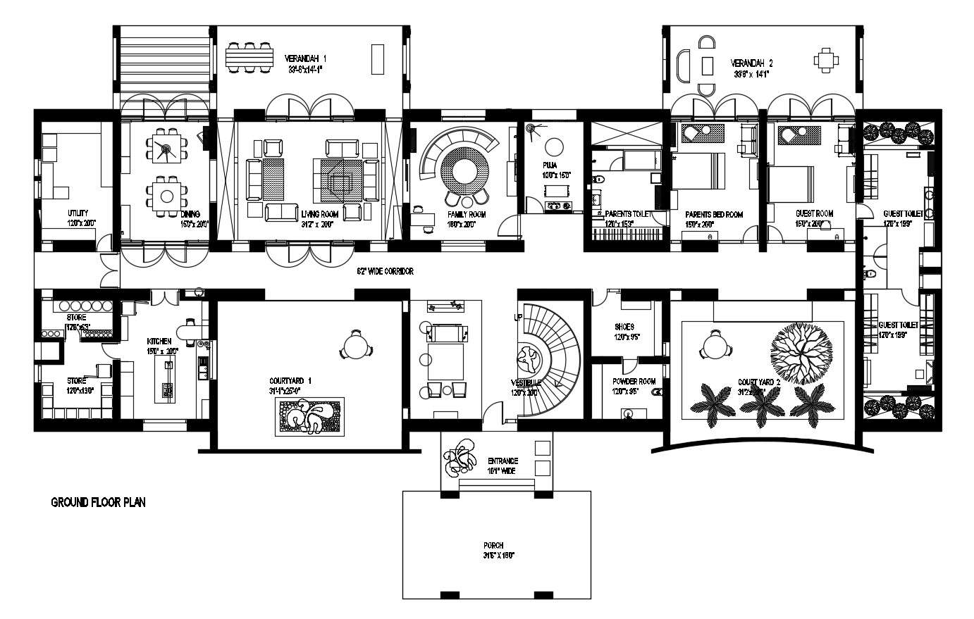 Residential house in autocad - Cadbull