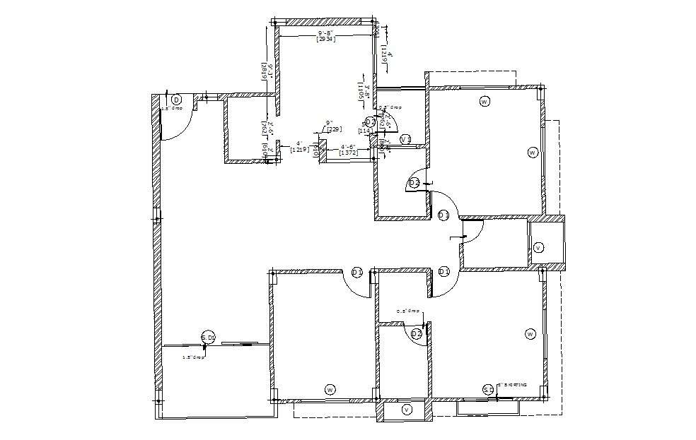 Simple House Floor Plan In Dwg File, Simple House Plan Layout